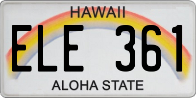 HI license plate ELE361