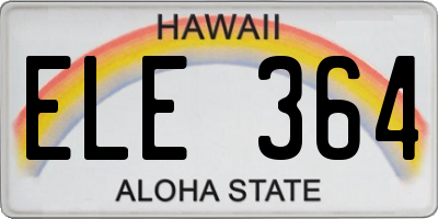 HI license plate ELE364