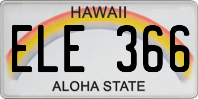 HI license plate ELE366