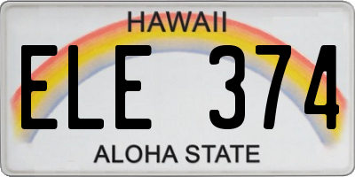 HI license plate ELE374
