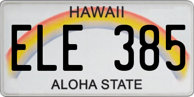 HI license plate ELE385