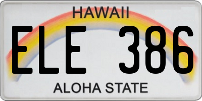 HI license plate ELE386