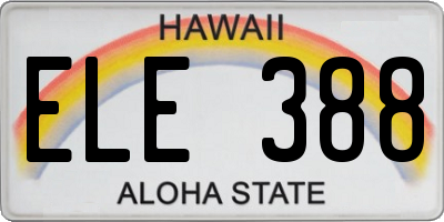 HI license plate ELE388