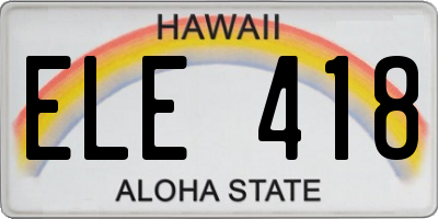 HI license plate ELE418