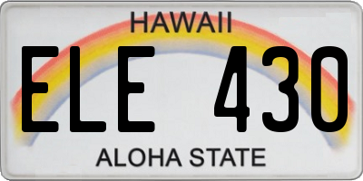 HI license plate ELE430