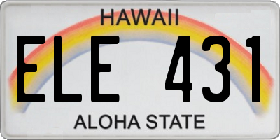 HI license plate ELE431