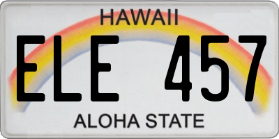 HI license plate ELE457