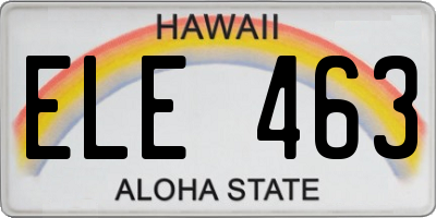 HI license plate ELE463