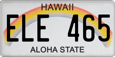 HI license plate ELE465