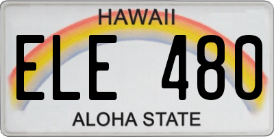 HI license plate ELE480