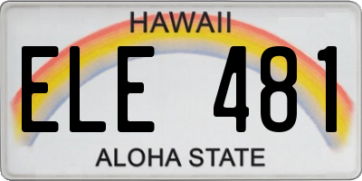 HI license plate ELE481