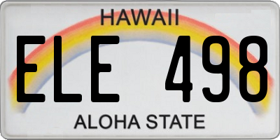 HI license plate ELE498