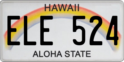 HI license plate ELE524