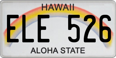 HI license plate ELE526