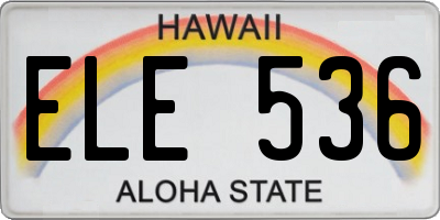 HI license plate ELE536