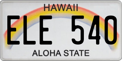 HI license plate ELE540