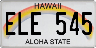 HI license plate ELE545