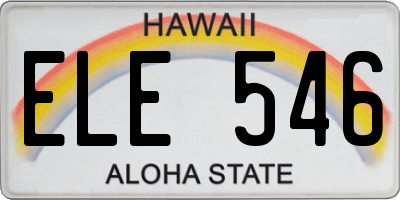 HI license plate ELE546