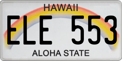 HI license plate ELE553