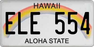 HI license plate ELE554