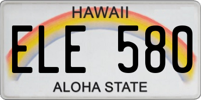 HI license plate ELE580