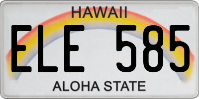HI license plate ELE585