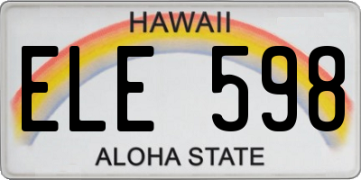 HI license plate ELE598