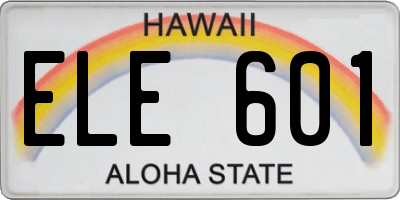 HI license plate ELE601