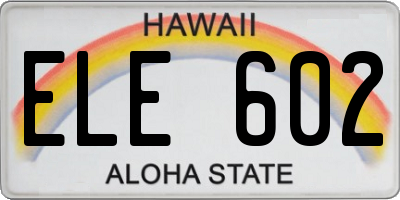 HI license plate ELE602