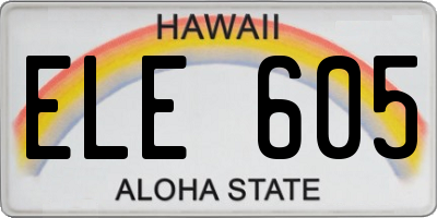 HI license plate ELE605
