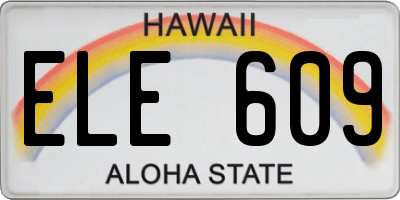 HI license plate ELE609