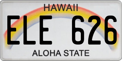 HI license plate ELE626