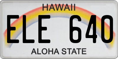 HI license plate ELE640