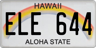 HI license plate ELE644