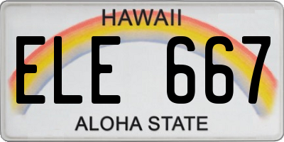 HI license plate ELE667