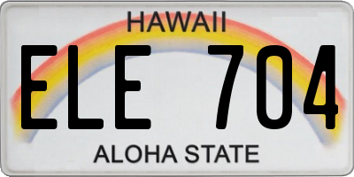 HI license plate ELE704