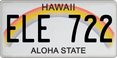 HI license plate ELE722