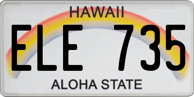 HI license plate ELE735