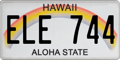 HI license plate ELE744