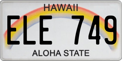 HI license plate ELE749