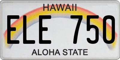 HI license plate ELE750