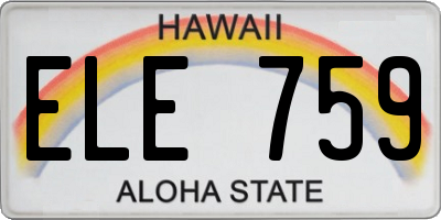 HI license plate ELE759