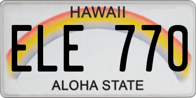 HI license plate ELE770