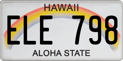 HI license plate ELE798