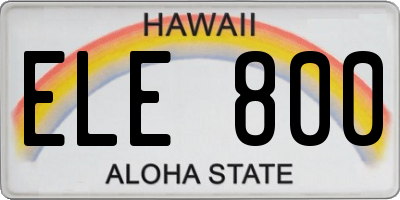 HI license plate ELE800