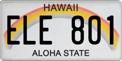 HI license plate ELE801
