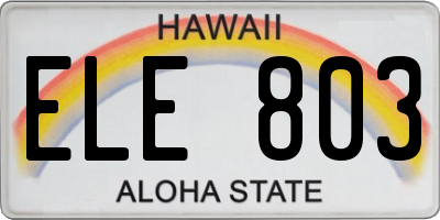 HI license plate ELE803