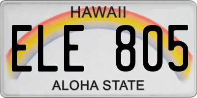 HI license plate ELE805