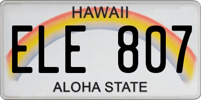 HI license plate ELE807