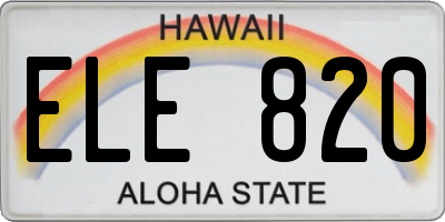 HI license plate ELE820
